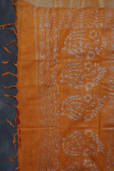 Liva Certified Linen Cotton Saree: Batik Prints and Contrast Border SAREE JCS Fashions