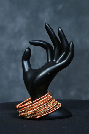 Orange Metal Bangles Set of 23 - Golden Touch