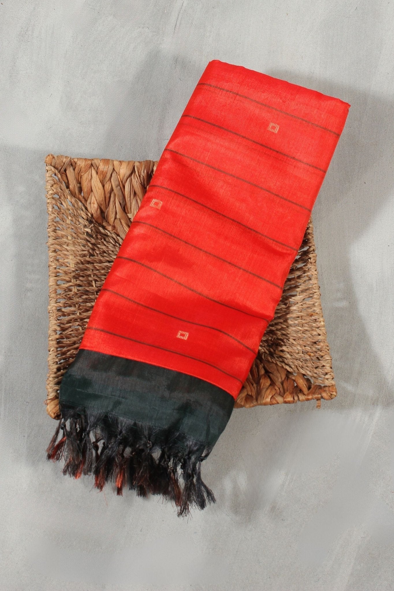Luxurious Borderless Bananapith Saree: Sustainable Chic by JCS Fashions Saree JCS Fashions Orange & Green 5.5 meters