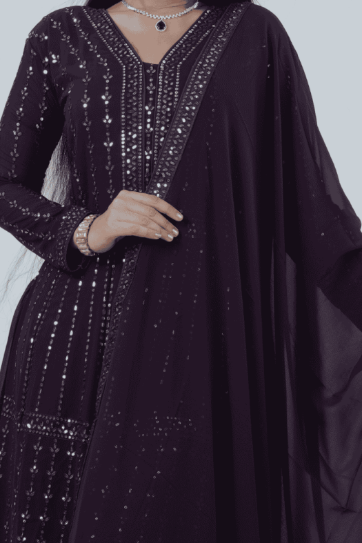 Luxurious Embroidered Georgette Kurti Gown with Sequin Accents KURTI JCS Fashions