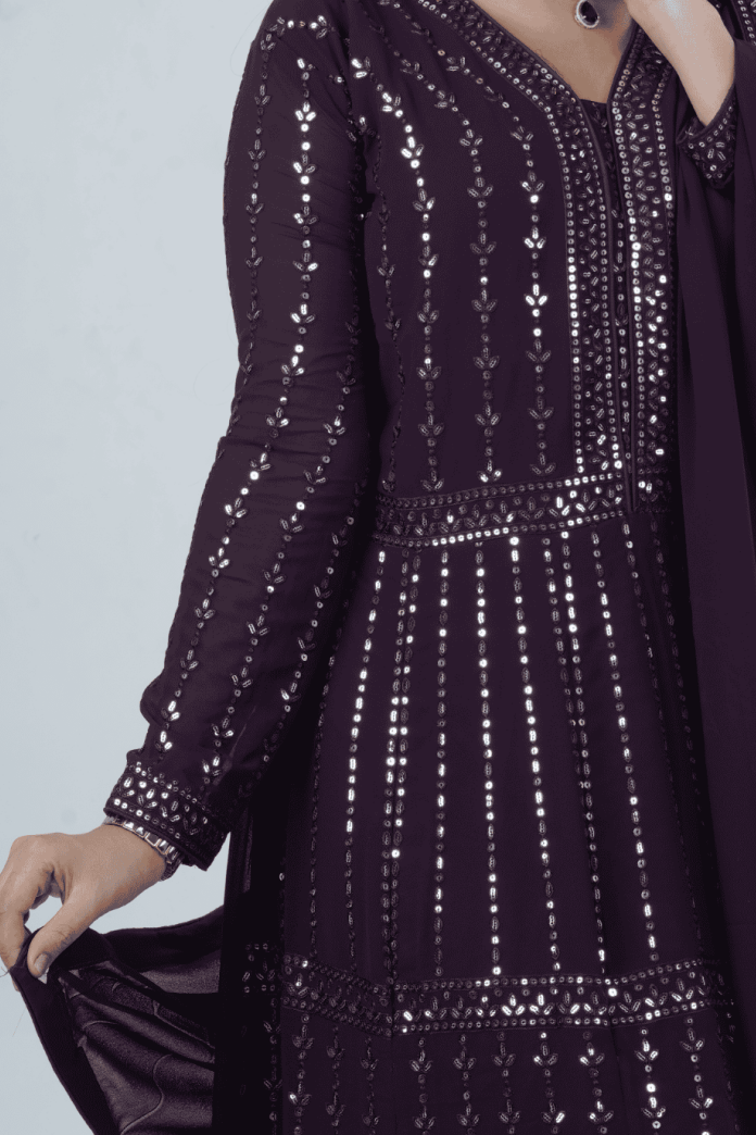 Luxurious Embroidered Georgette Kurti Gown with Sequin Accents KURTI JCS Fashions