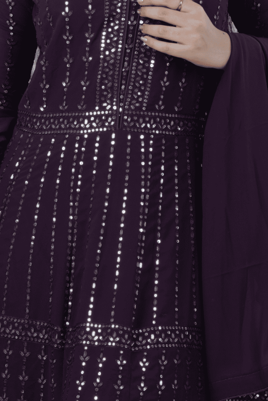 Luxurious Embroidered Georgette Kurti Gown with Sequin Accents KURTI JCS Fashions