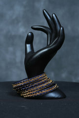 Luxurious Fancy metal bangles: Exquisite Golden Bead Work - Set of 23 Bangles JCS Fashions Navy Blue 2.20