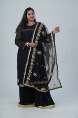 Luxurious Georgette Sharara Set - Embellished Kurti with Sequined Dupatta KURTI JCS Fashions