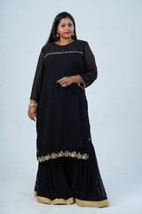 Luxurious Georgette Sharara Set - Embellished Kurti with Sequined Dupatta KURTI JCS Fashions