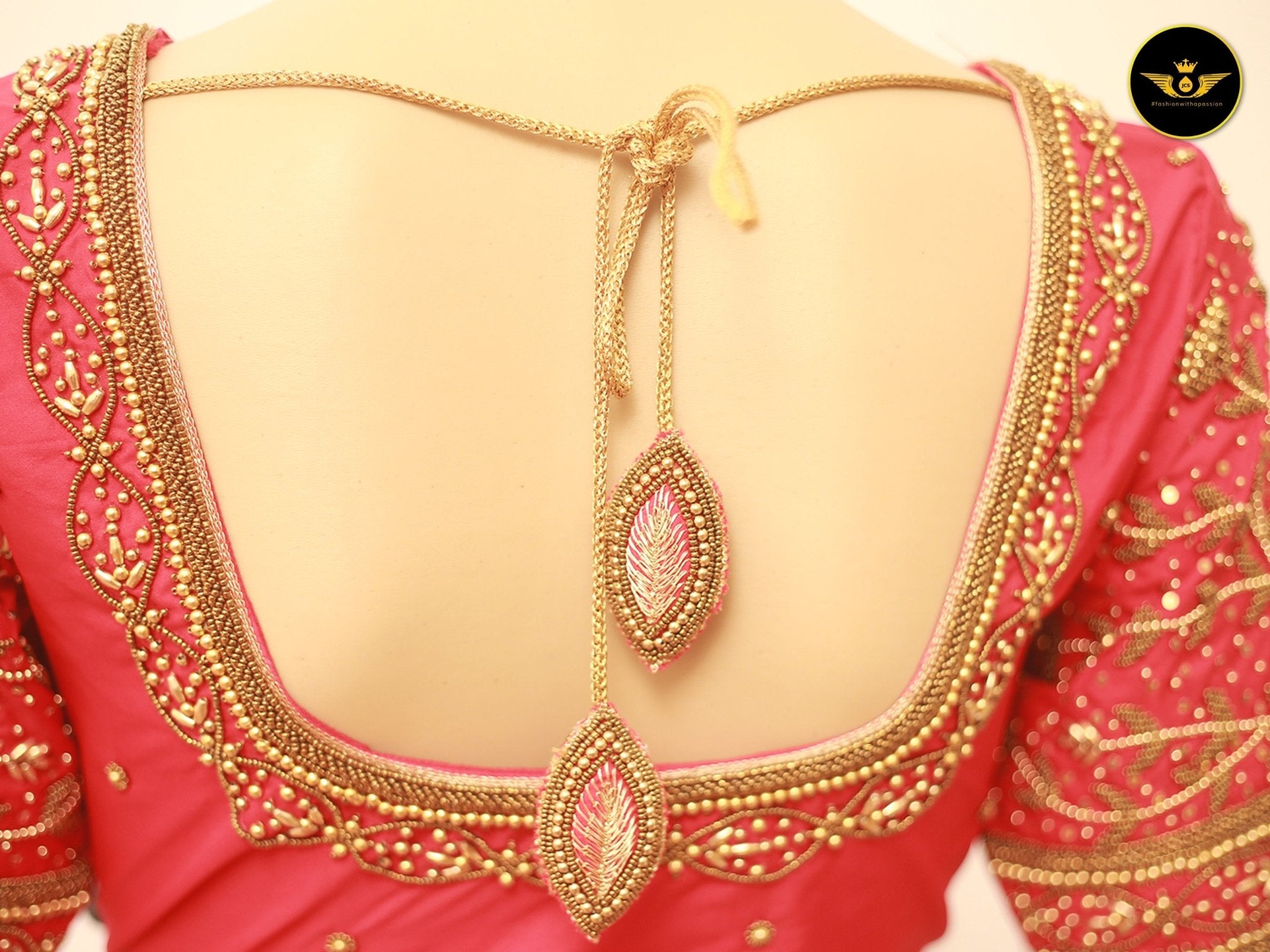 Luxurious Indian Aari Work Silk Blouse With Latkan Blouse JCS Fashions