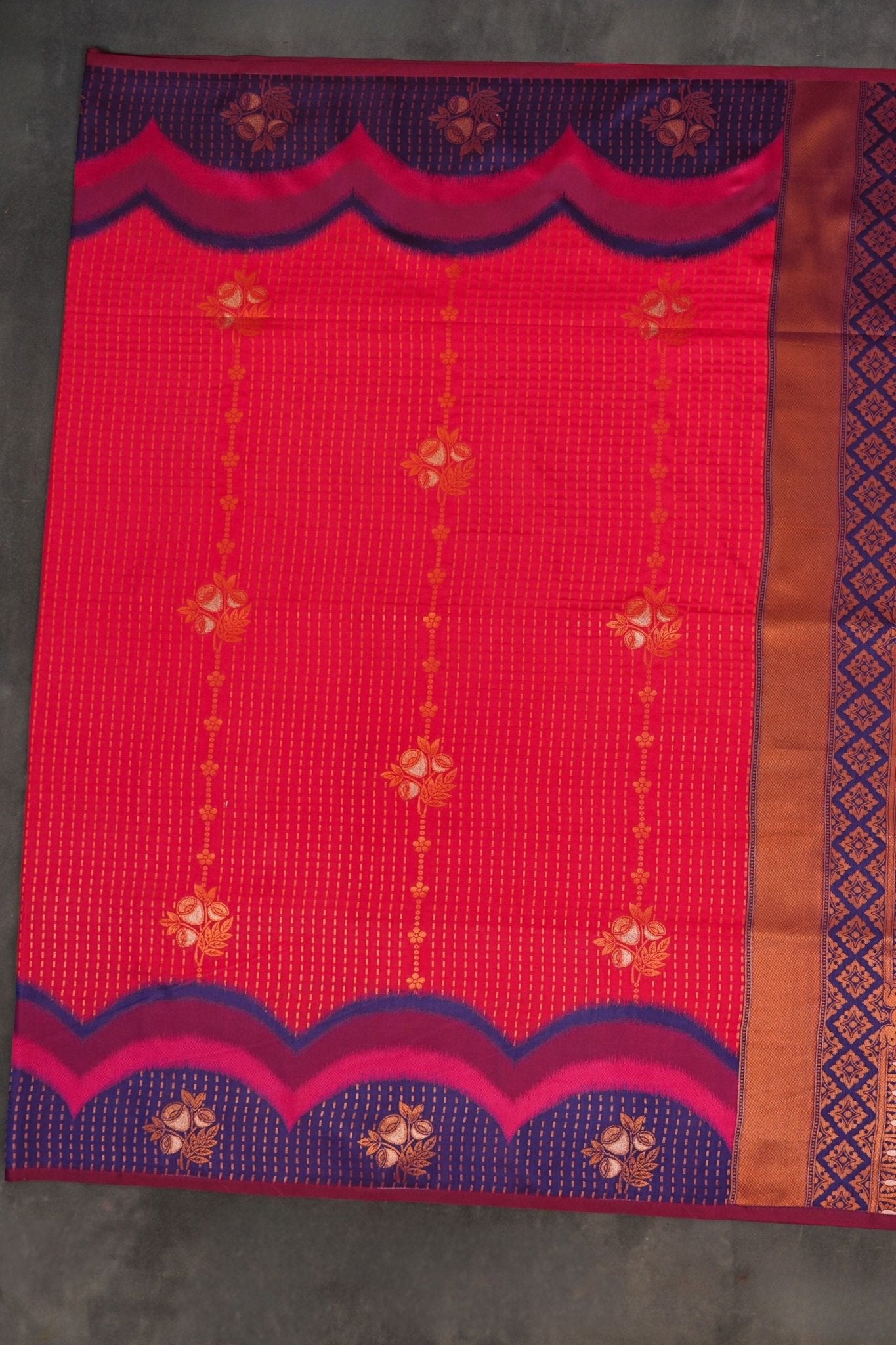 Luxurious Kanchipuram Semi-Silk Saree with Copper Zari Saree JCS Fashions