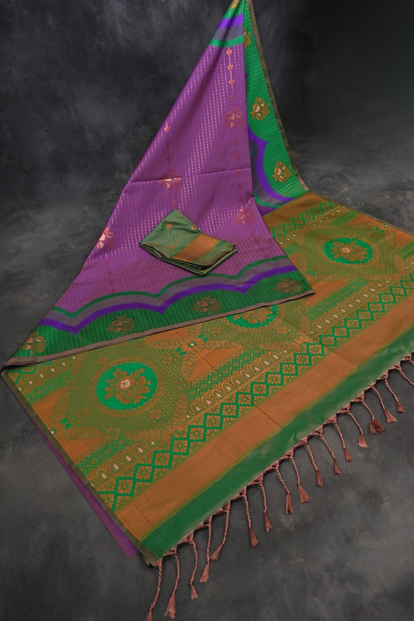 Luxurious Kanchipuram Semi Silk Saree with Copper Zari Lines Saree JCS Fashions