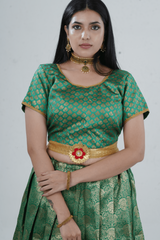 Luxurious Kanchipuram Silk Zari Lehenga Set with Detachable Hip Belt LEHENGA JCS Fashions