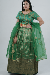 Luxurious Kanchipuram Silk Zari Lehenga Set with Detachable Hip Belt LEHENGA JCS Fashions