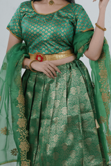 Luxurious Kanchipuram Silk Zari Lehenga Set with Detachable Hip Belt LEHENGA JCS Fashions