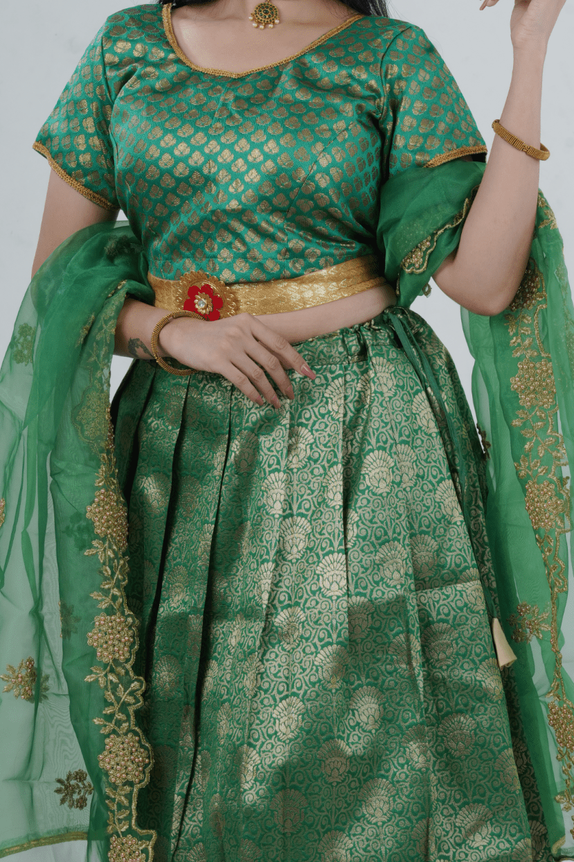 Luxurious Kanchipuram Silk Zari Lehenga Set with Detachable Hip Belt LEHENGA JCS Fashions