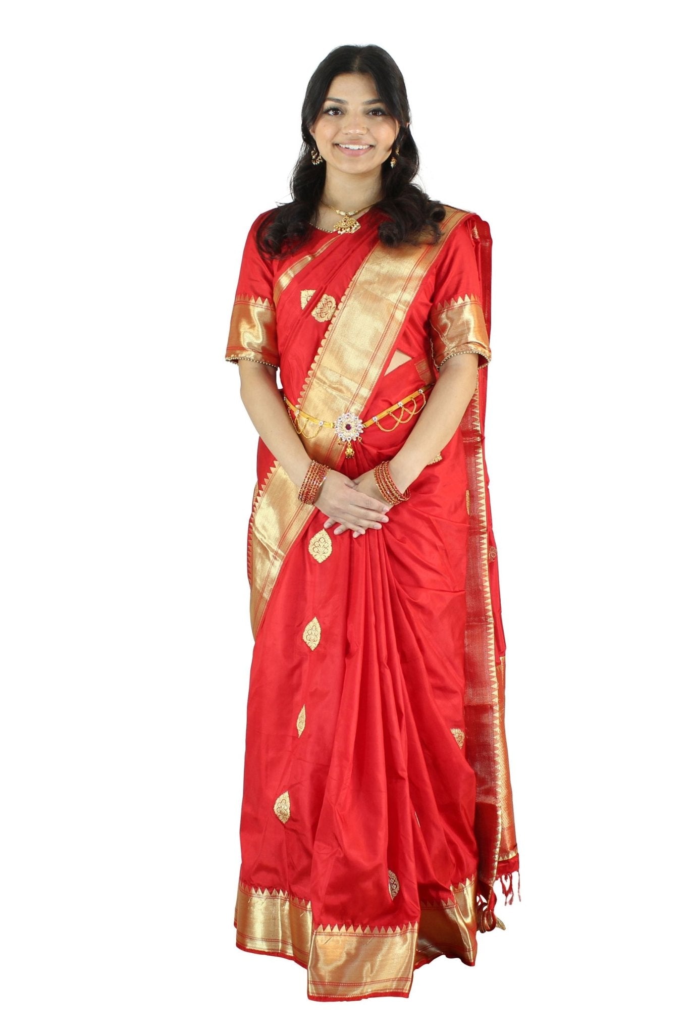 Luxurious Pure Banarasi Silk Saree With Fully stitched Blouse SAREE JCS Fashions Red 5.5 meters