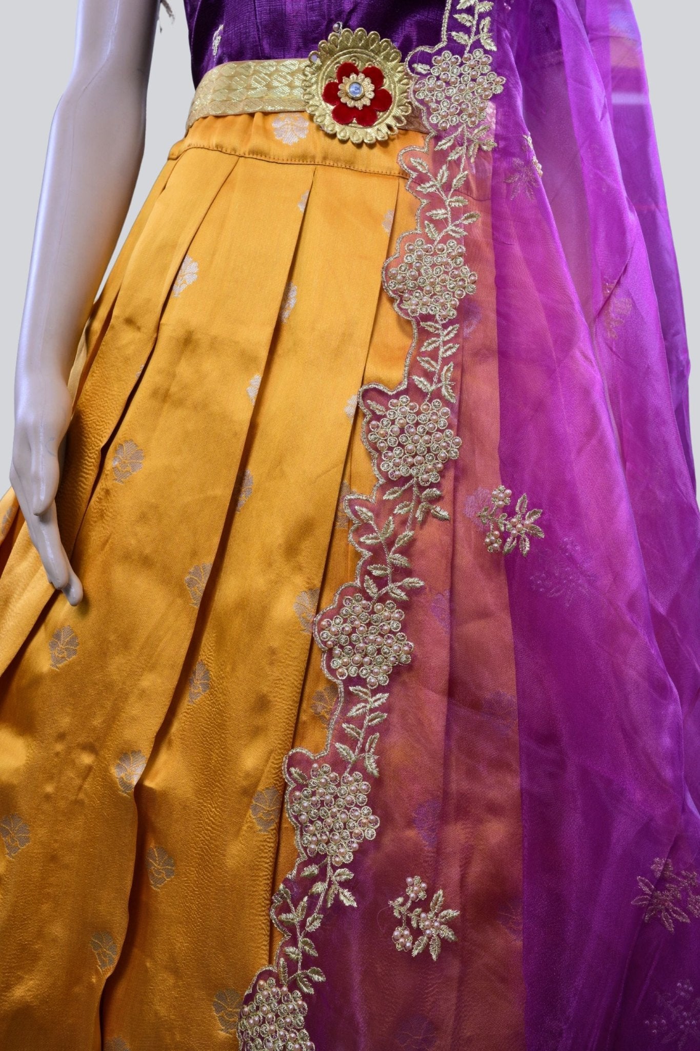 Luxurious Pure Kanchipuram Silk Lehenga With Zari Border and Dupatta LEHENGA JCS Fashions