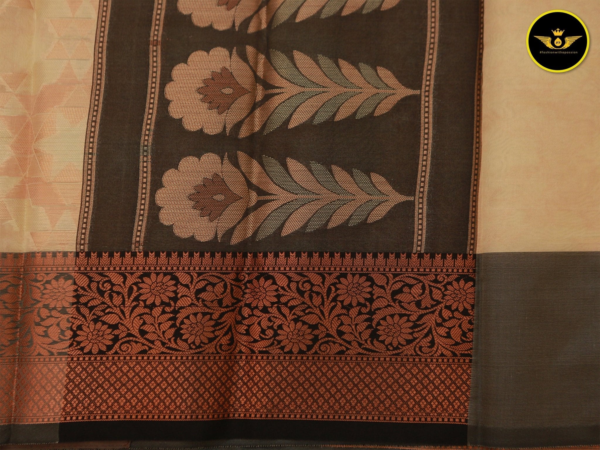 Luxurious Semi-Silk Saree with Contrast Borders & Stitched Blouse Saree JCS Fashions