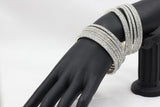 Luxurious Silver-Plated Bangles with Glittering Cubic Zirconia -Set of 12 Jewelry JCS Fashions