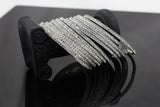 Luxurious Silver-Plated Bangles with Glittering Cubic Zirconia -Set of 12 Jewelry JCS Fashions