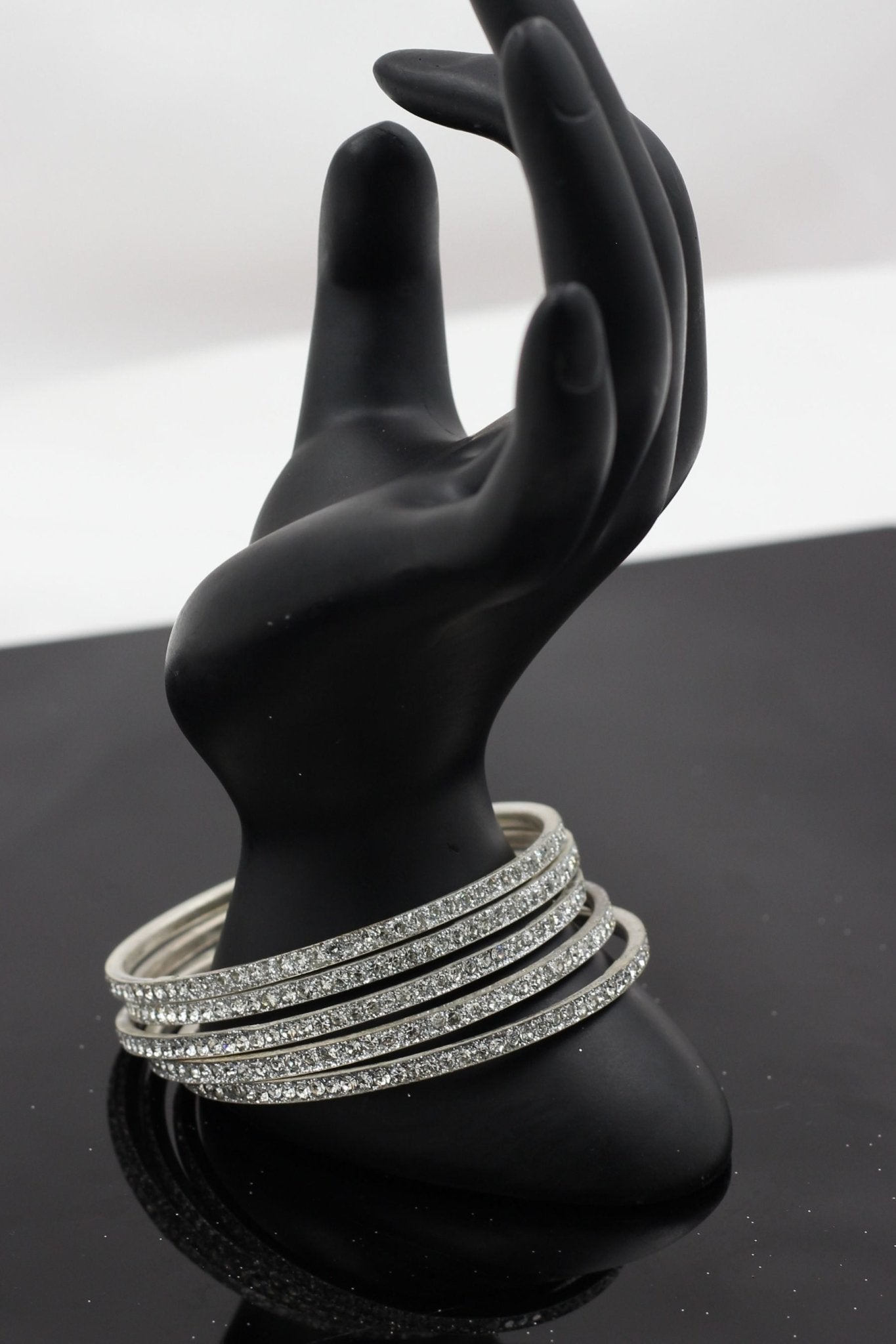 Luxurious Silver-Plated Bangles with Glittering Cubic Zirconia Jewelry JCS Fashions