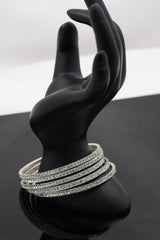 Luxurious Silver-Plated Bangles with Glittering Cubic Zirconia -Set of 12 Jewelry JCS Fashions