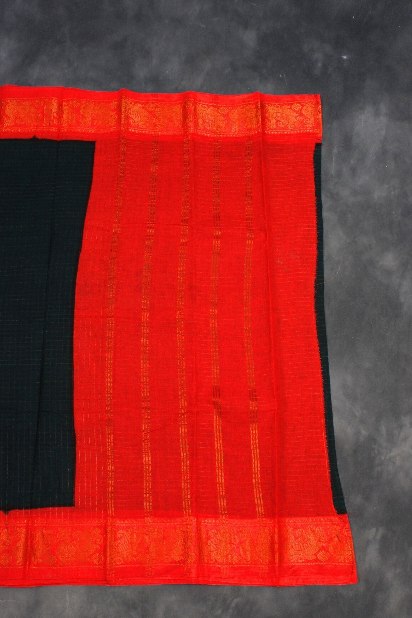 Pure Sungudi Cotton Saree with Golden Checks and Zari Border Saree JCS Fashions