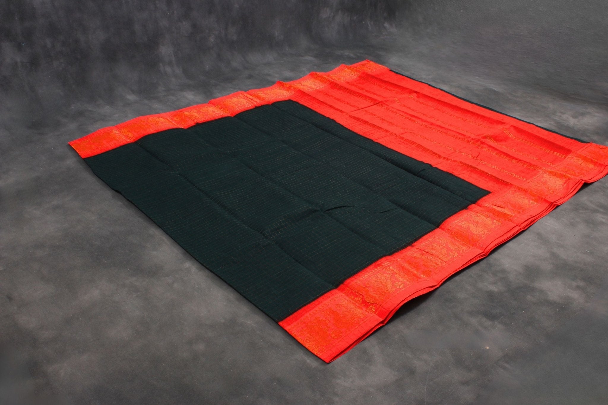 Pure Sungudi Cotton Saree with Golden Checks and Zari Border Saree JCS Fashions