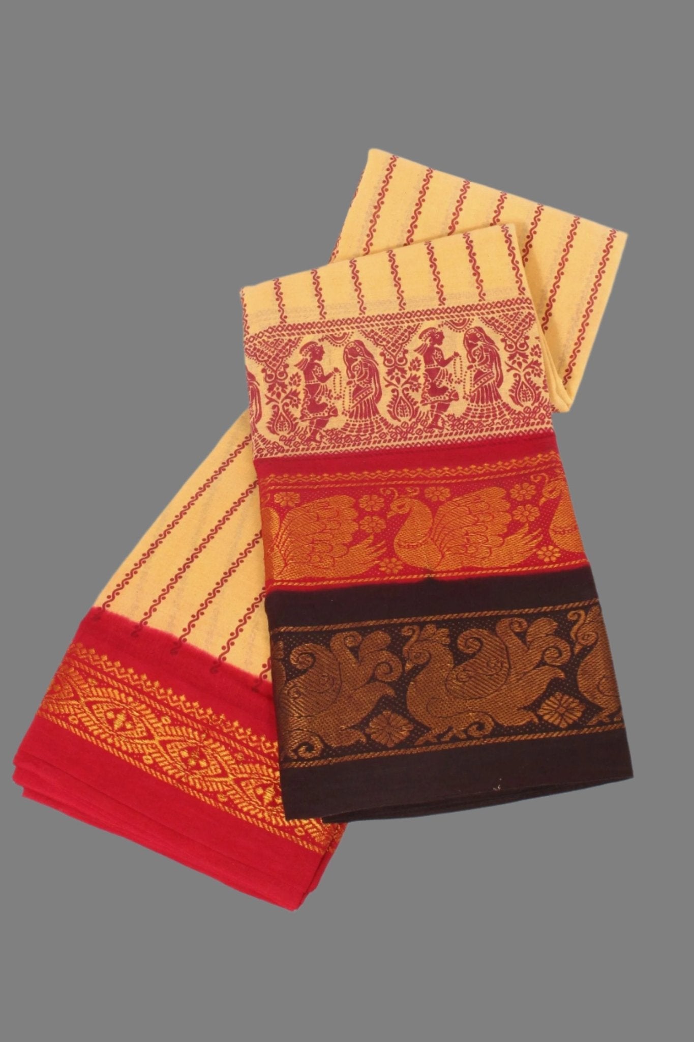 Madurai Sungudi Cotton Saree - Finesse & Tradition in Every Thread Saree JCS Fashions Yellow 5.5 meters