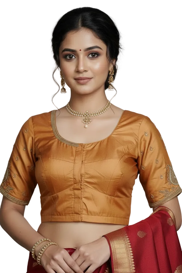 Yellow Maggam Work Blouse - Heavy Tassels, Bridal