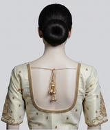 Beige Maggam Work Blouse - Heavy Tassels, Bridal