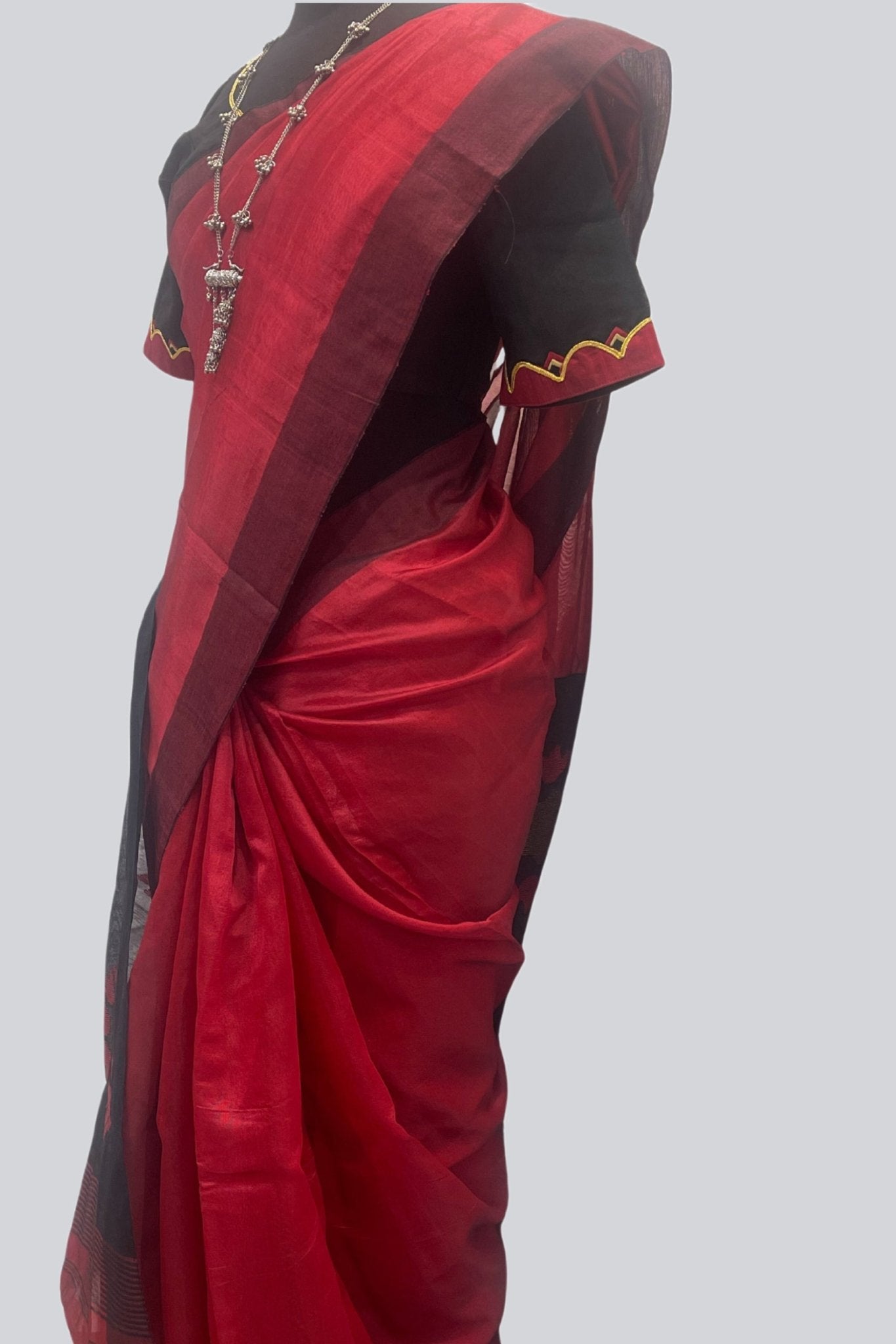 Matka Silk Saree with Fully Stitched Blouse Saree JCS Fashions