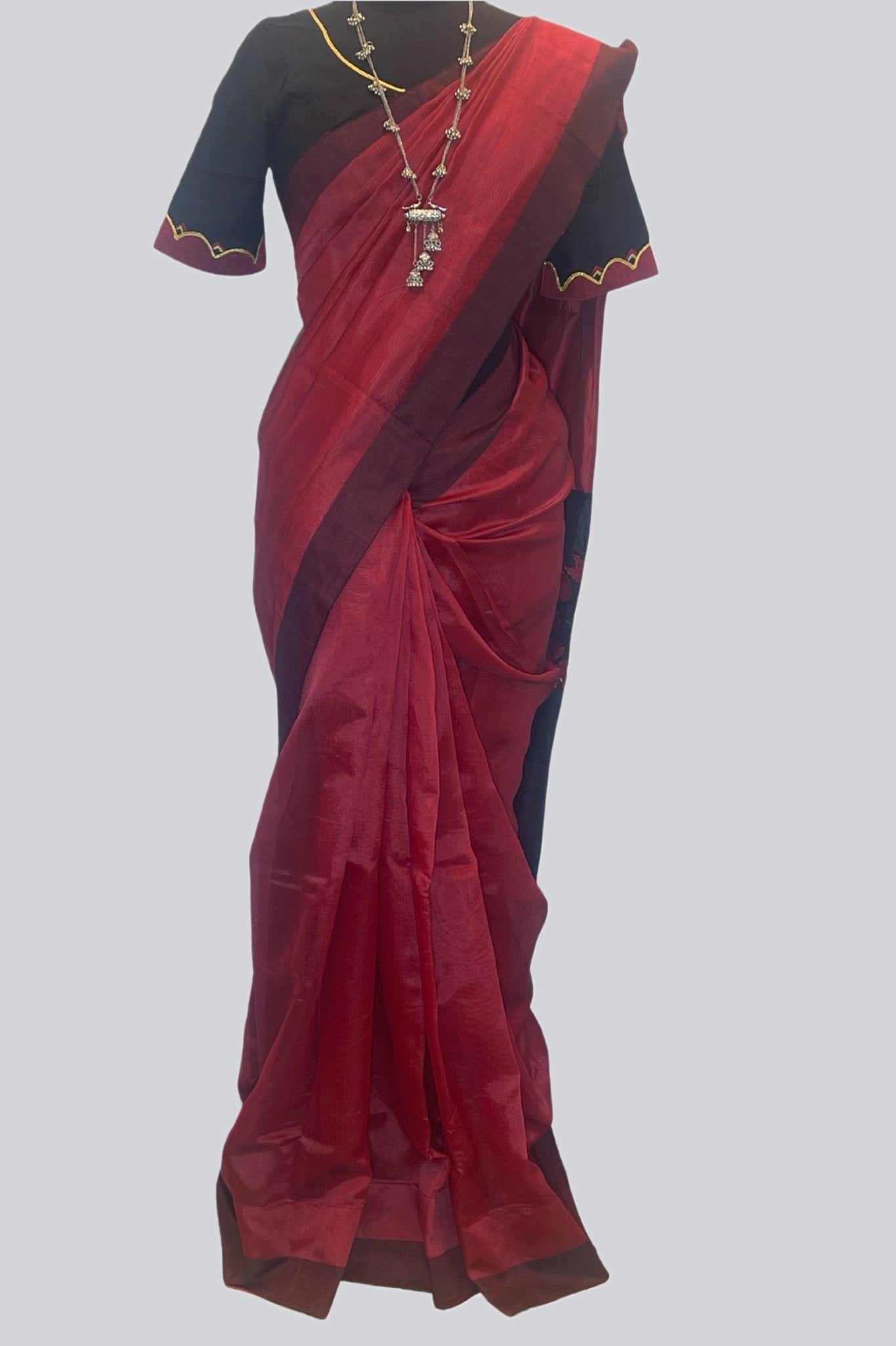 Matka Silk Saree with Fully Stitched Blouse Saree JCS Fashions