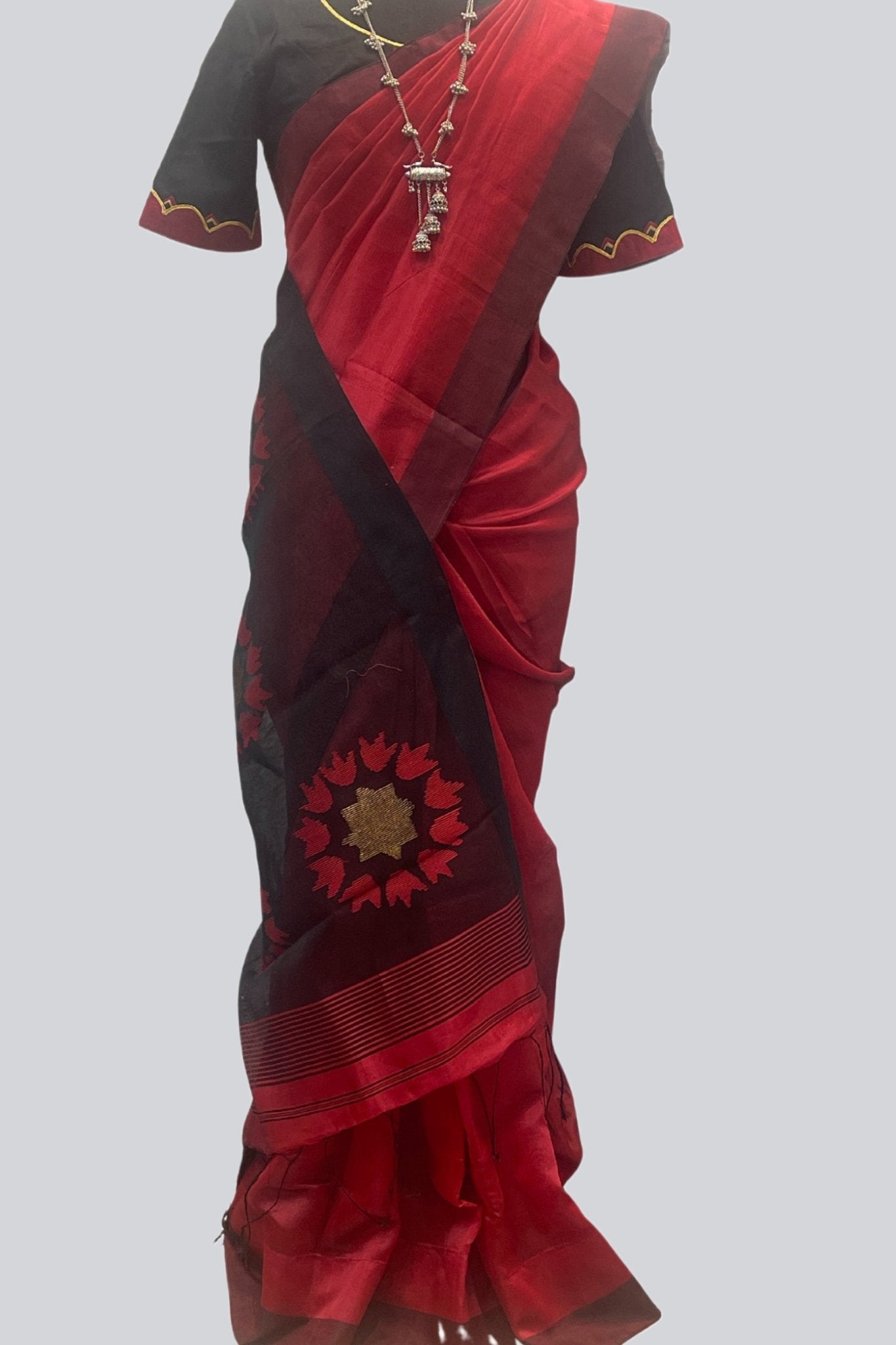 Matka Silk Saree with Fully Stitched Blouse Saree JCS Fashions