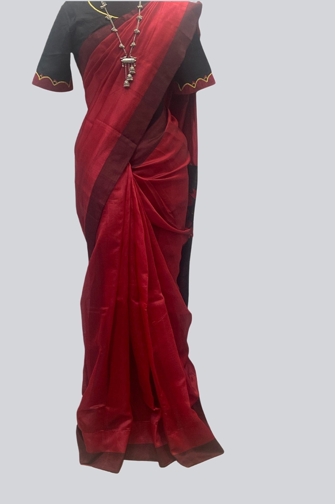 Matka Silk Saree with Fully Stitched Blouse Saree JCS Fashions