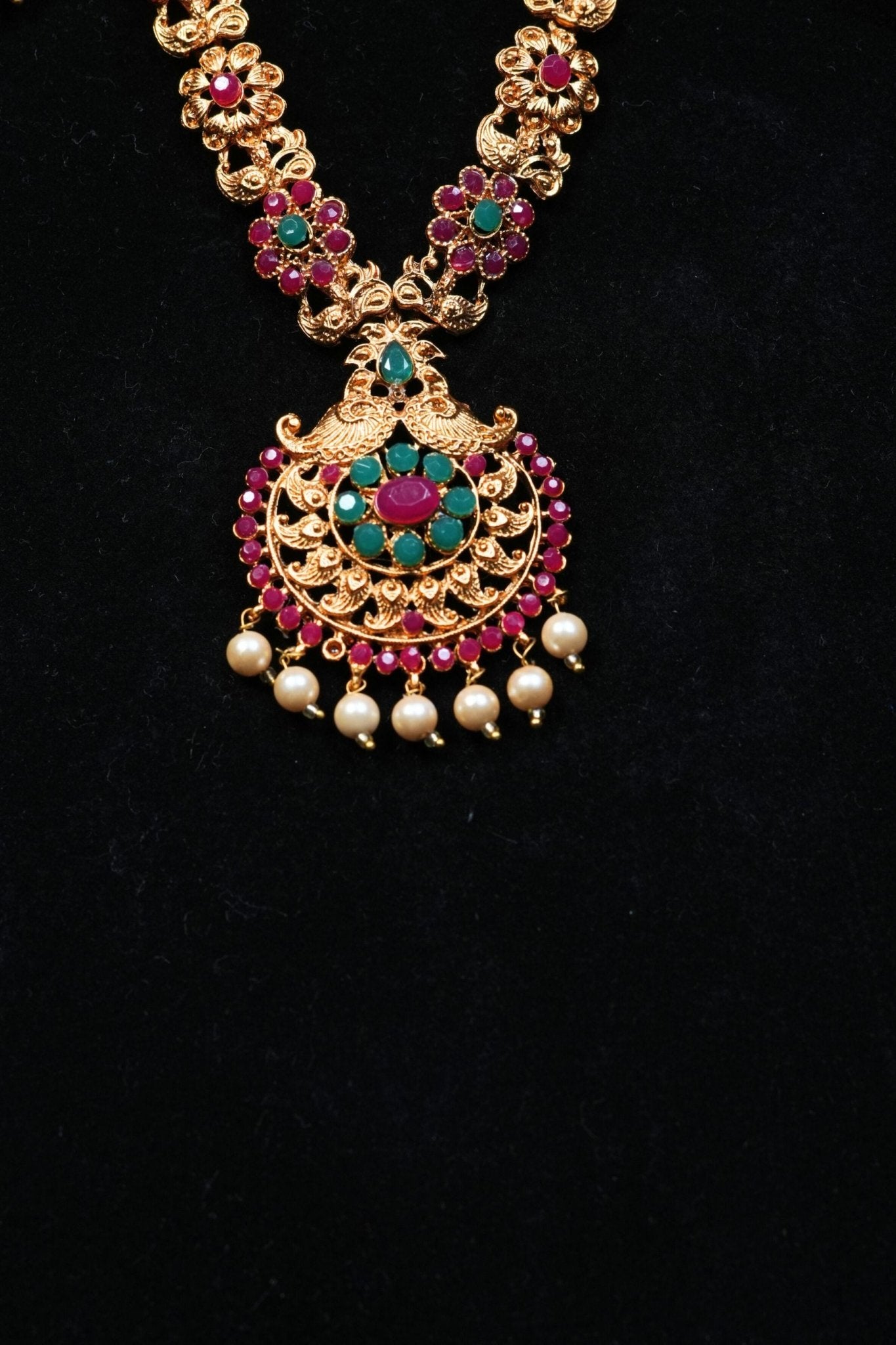 Matte Finish Jewelry Set – Elegant Traditional Indian Necklace & Earrings Jewelry JCS Fashions