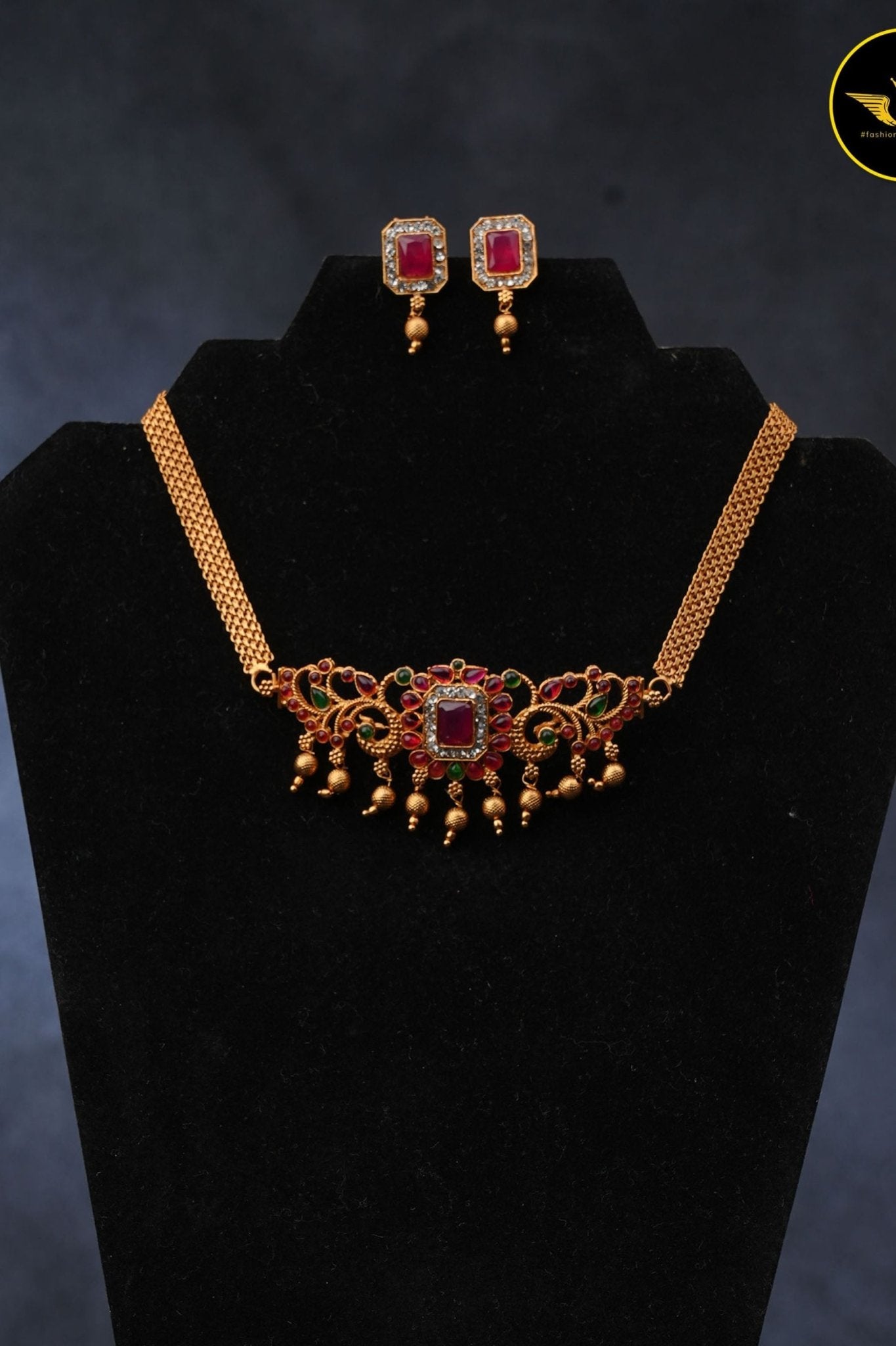 Matte Kemp Choker Set |Unique Elegance with Push-Type Closure |JCSFashions Jewelry JCS Fashions