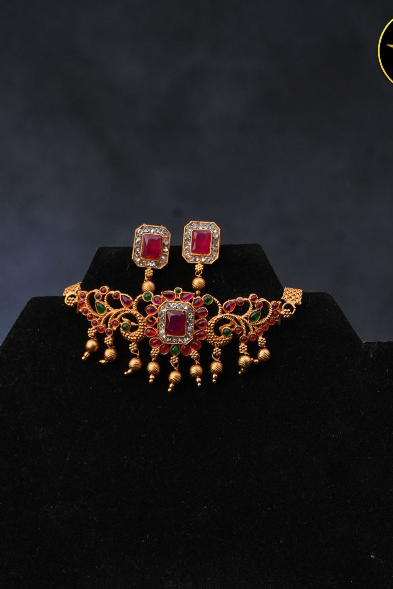 Matte Kemp Choker Set |Unique Elegance with Push-Type Closure |JCSFashions Jewelry JCS Fashions