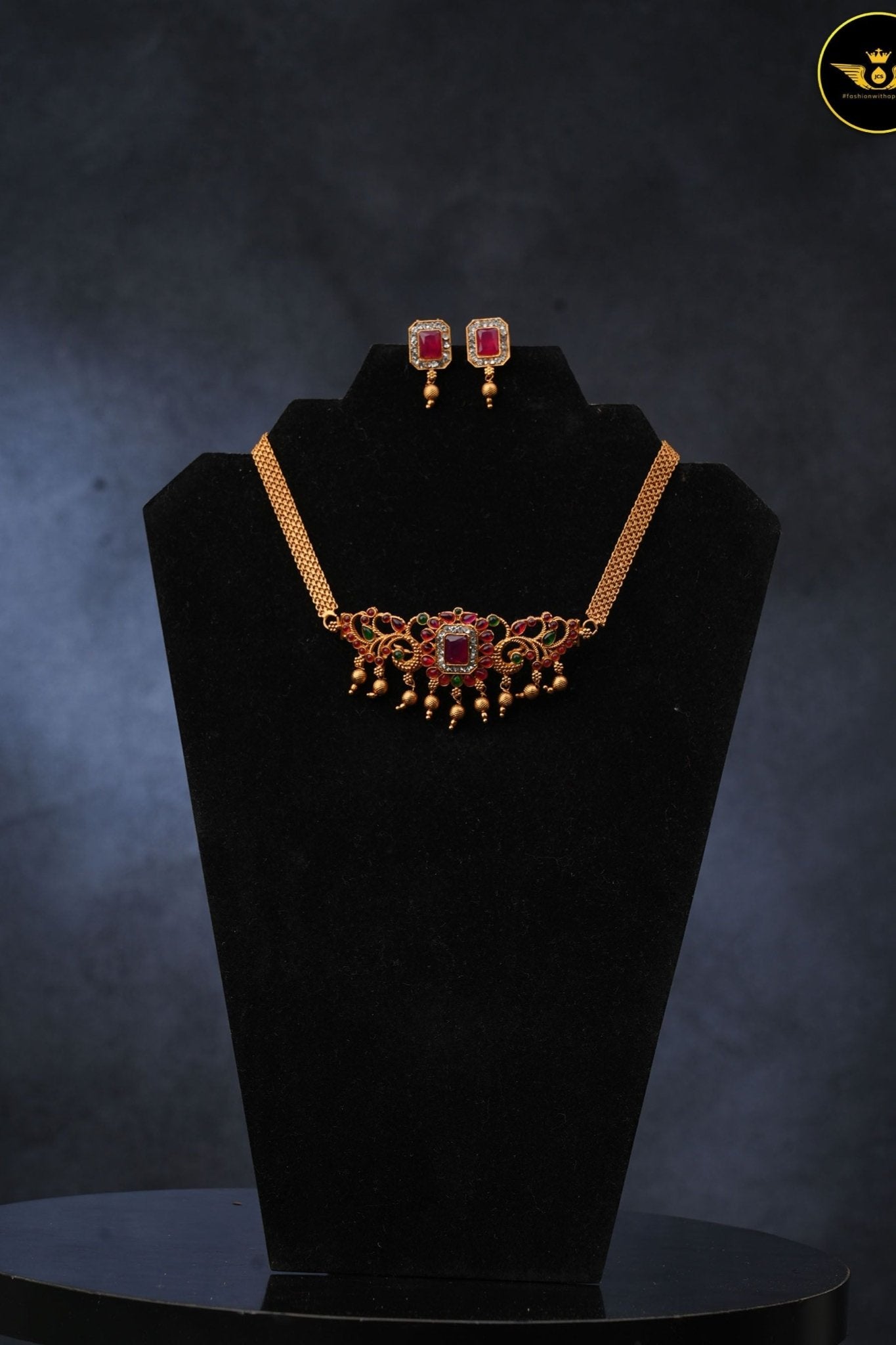 Matte Kemp Choker Set |Unique Elegance with Push-Type Closure |JCSFashions Jewelry JCS Fashions Matte finish 14"