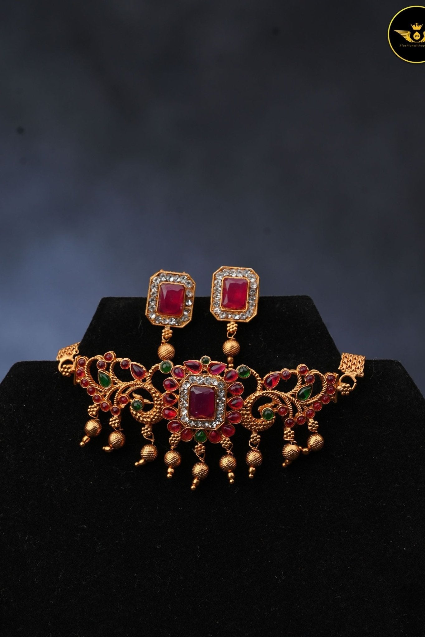 Matte Kemp Choker Set |Unique Elegance with Push-Type Closure |JCSFashions Jewelry JCS Fashions