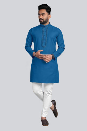 Teal Men's Cotton Fabric Traditional and Ethnic