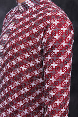 Men's Elegant Embroidered Kurta with Unique Zebra Pattern Design Men JCS Fashions
