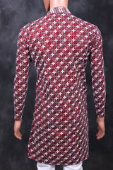 Men's Elegant Embroidered Kurta with Unique Zebra Pattern Design Men JCS Fashions