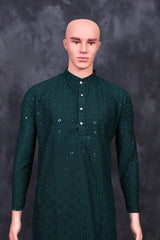 Men's Handcrafted Lakhnavi Kurta with Resham Work from JCSFashions Men JCS Fashions