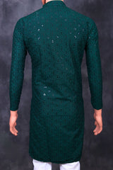 Men's Handcrafted Lakhnavi Kurta with Resham Work from JCSFashions Men JCS Fashions