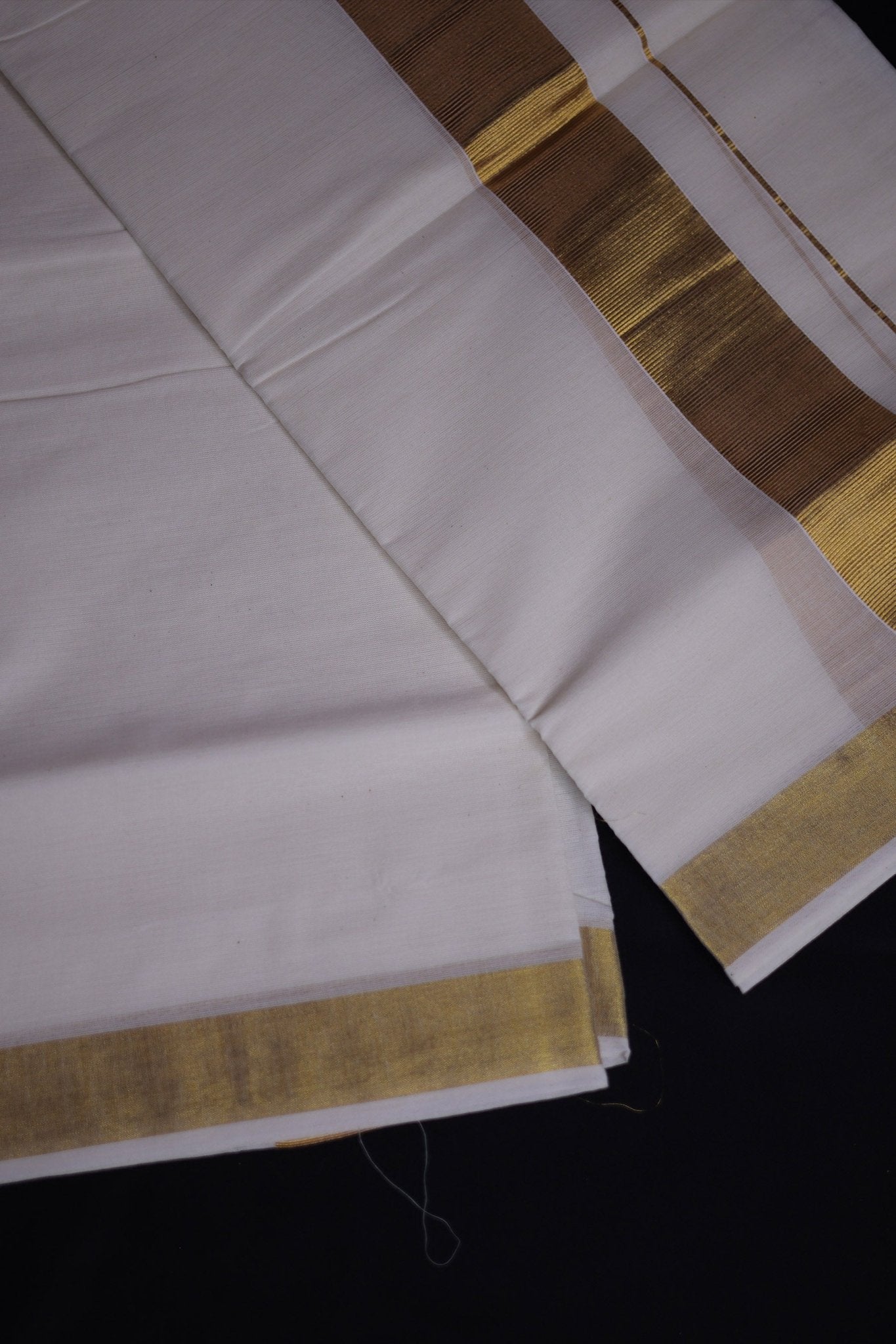 Men's Kerala Cotton Double Dhoti with Copper Zari Border by JCSFashions Men JCS Fashions