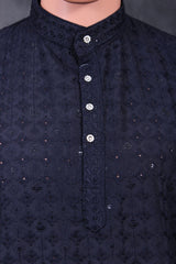 Men's Lakhnavi Kurta: Exquisite Embroidered Chikankari Craftsmanship Men JCS Fashions