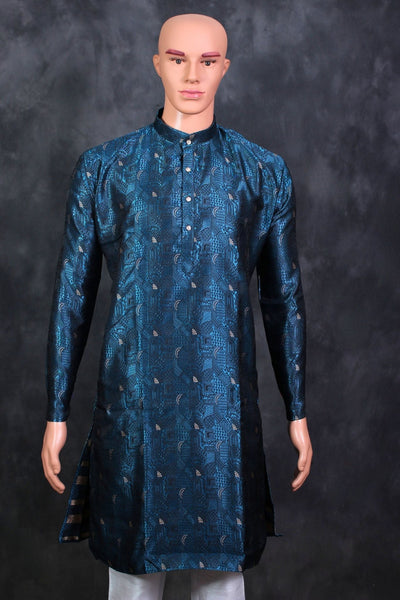 Men's Luxurious Black Jacquard Kurta - Perfect for Elegant Events Men JCS Fashions Peacock Blue Large (40)