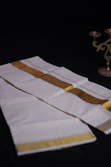 Men's Luxury Kerala Cotton Angavastram with Sparkling Zari Lines Shawl JCS Fashions