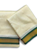 Men's Traditional Semi-Silk Dhoti with Elegant Ganga Jamuna Border Men JCS Fashions