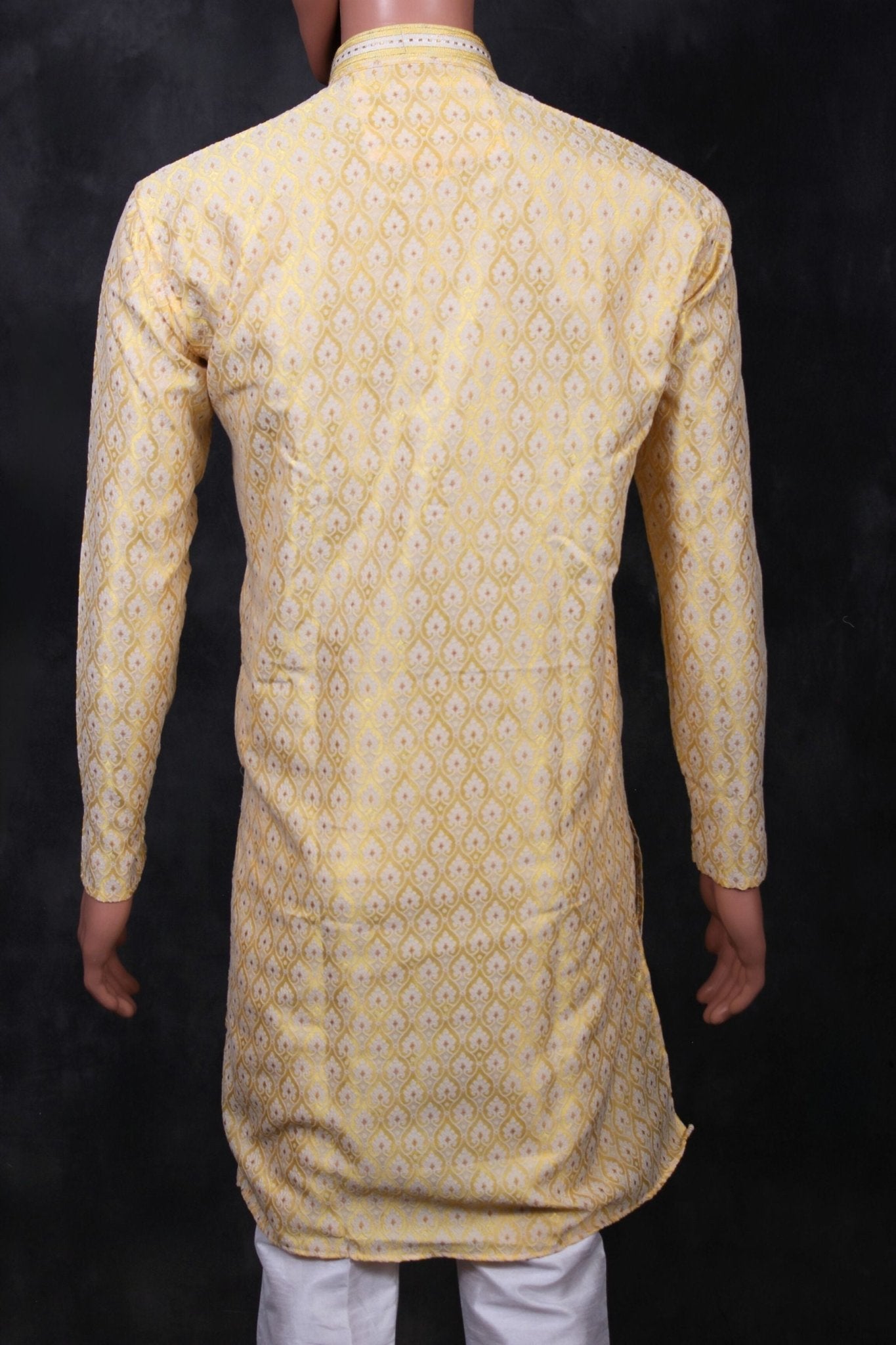 Men's White Jacquard Kurta for Weddings and Parties from JCSFashions Men JCS Fashions