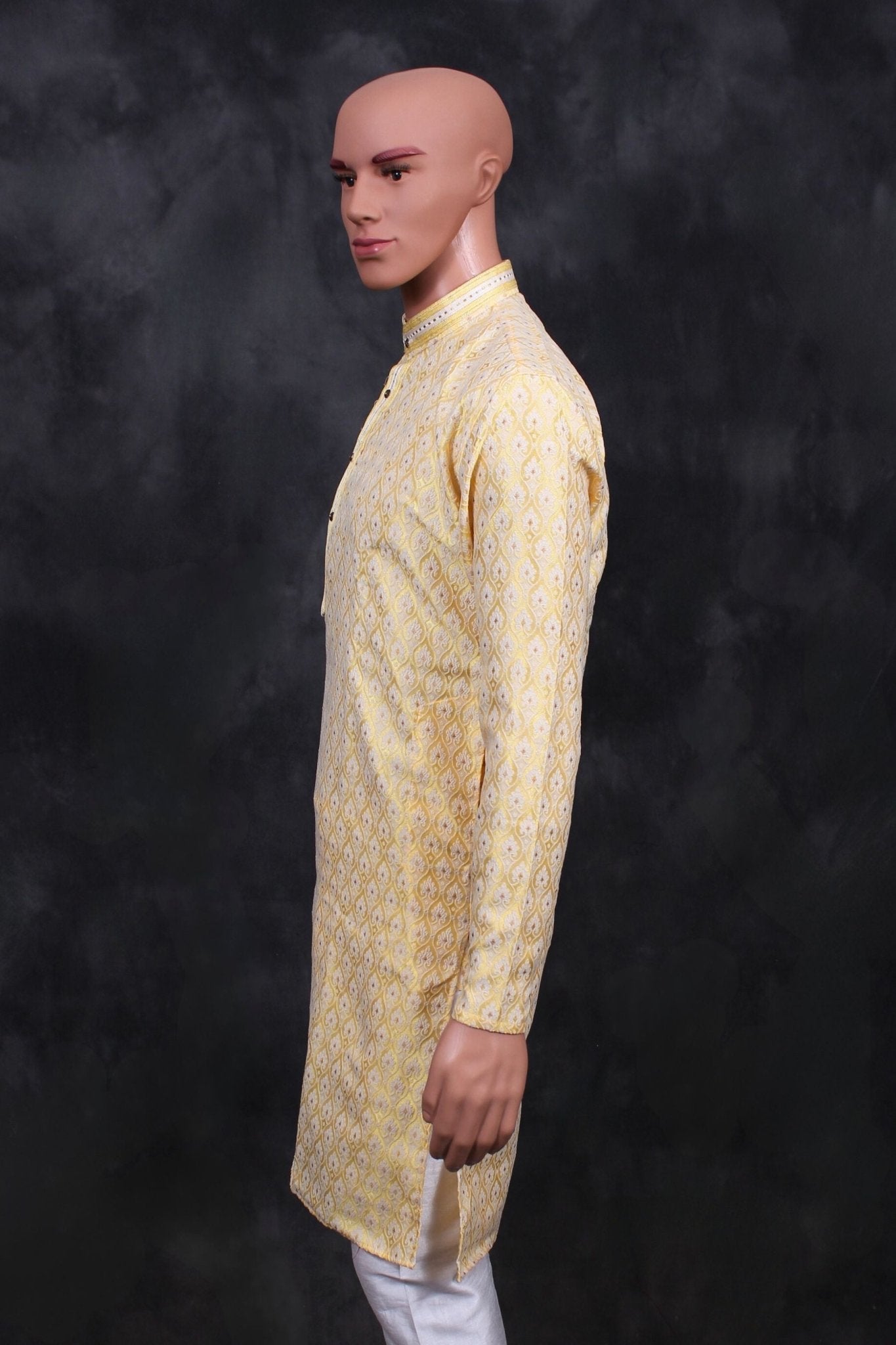 Men's White Jacquard Kurta for Weddings and Parties from JCSFashions Men JCS Fashions