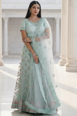 Mesmerizing Soft Net A-Line Lehenga Set: Glitter Embroidery LEHENGA JCS Fashions